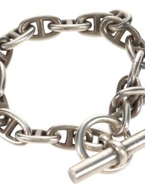 HERMES Chaine d'Ancre MM Bracelet Ag925 17 Links Silver Auth 145603SM